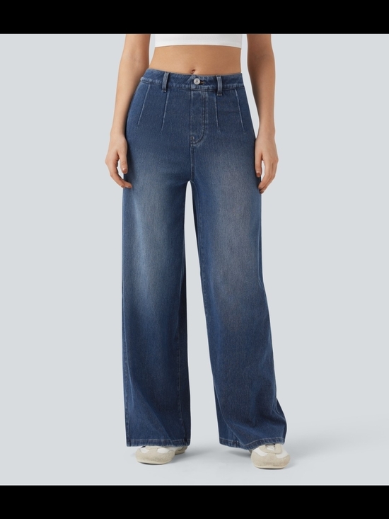 HALARA Denim - Halara Flex™ High Waisted Tummy Control Wide Leg Casual Jeans